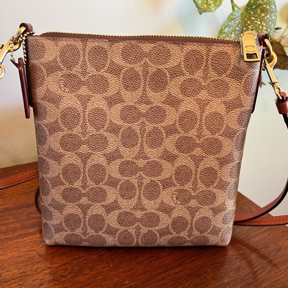 🏇🏼[COACH] Signature Canvas Colorblock Leather Zip Top Kitt Messenger Crossbody - Picture 4 of 9